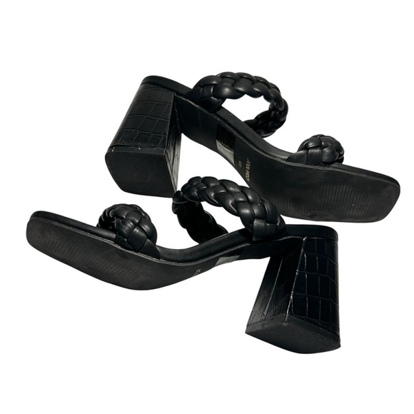 Jenn Ardor Womens Black Braided Chunky Heeled Sandals Sz 8 - Picture 6 of 11